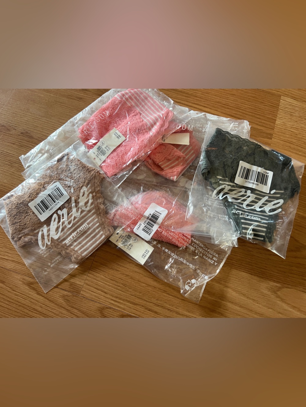 NWT Aerie Lace Trim Thong Bundle - Set of 5 Pairs (Size XS)